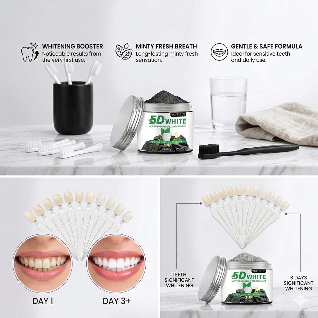 Activated Charcoal Teeth Whitening Powder Natural Deep Clean Coffee Stain Remover
