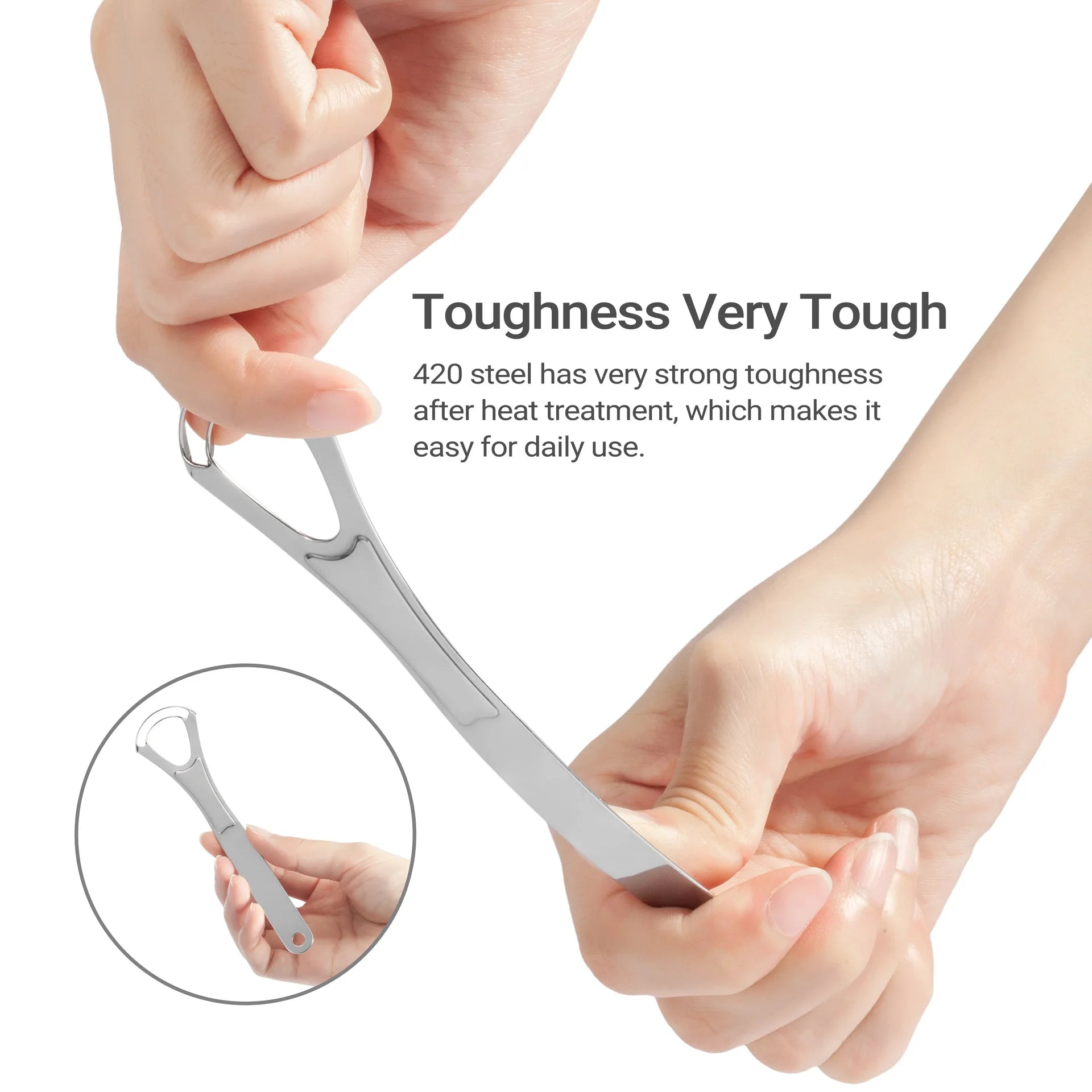 Stainless Steel Tongue Scraper Kit Fresh Breath Oral Hygiene Natural Cleaner