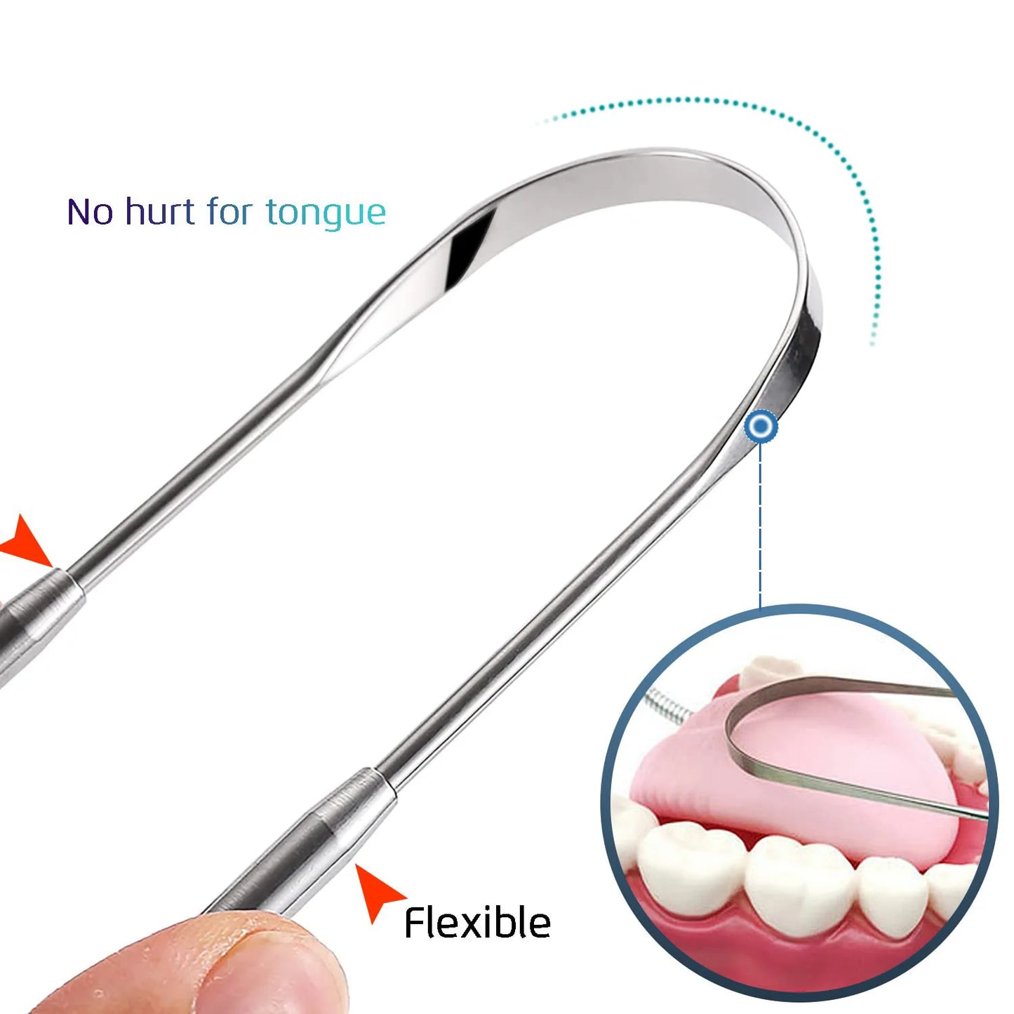 Stainless Steel Tongue Scraper Kit Fresh Breath Oral Hygiene Natural Cleaner