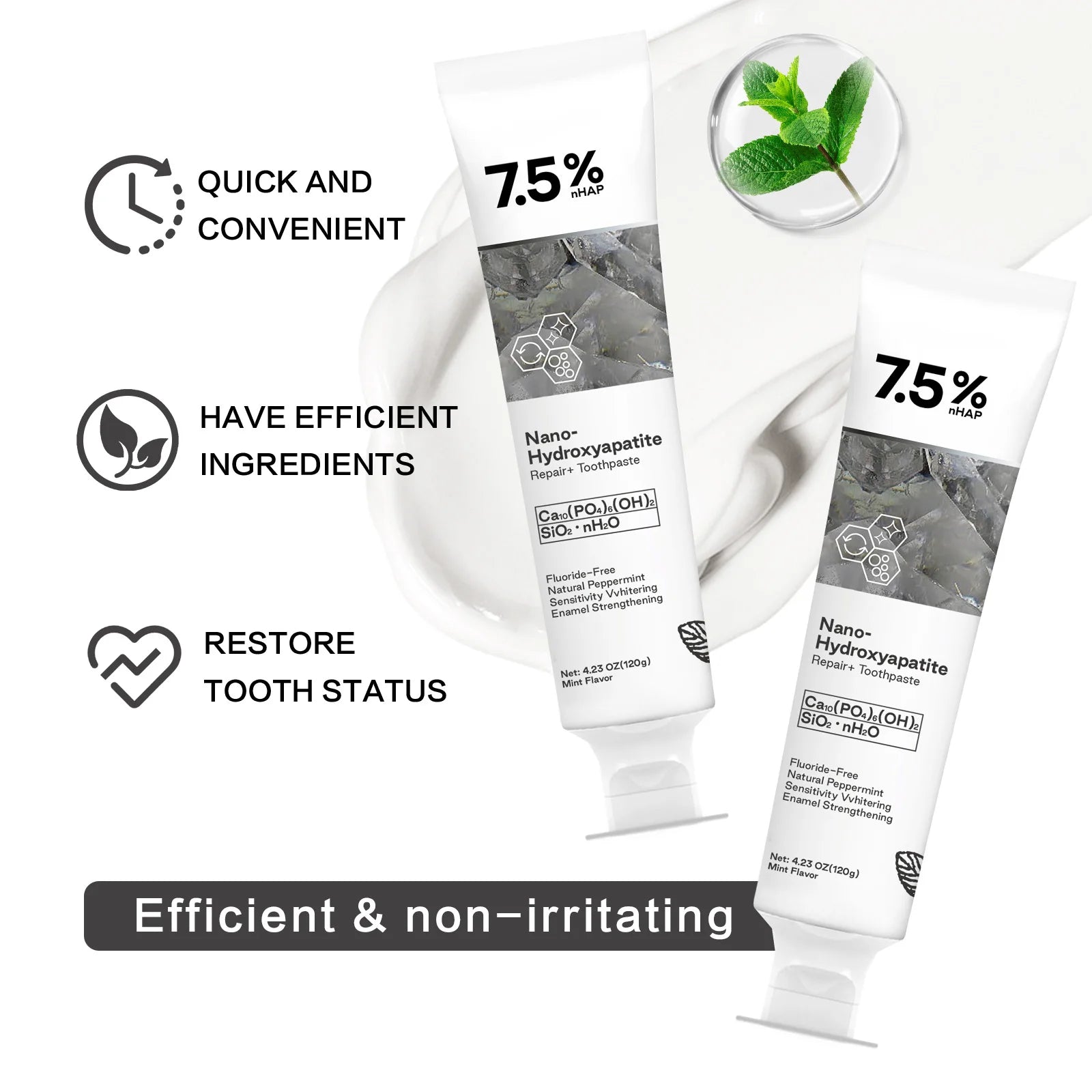 Hydroxyapatite Toothpaste Natural Fluoride Free Remineralizing Whitening Toothpaste