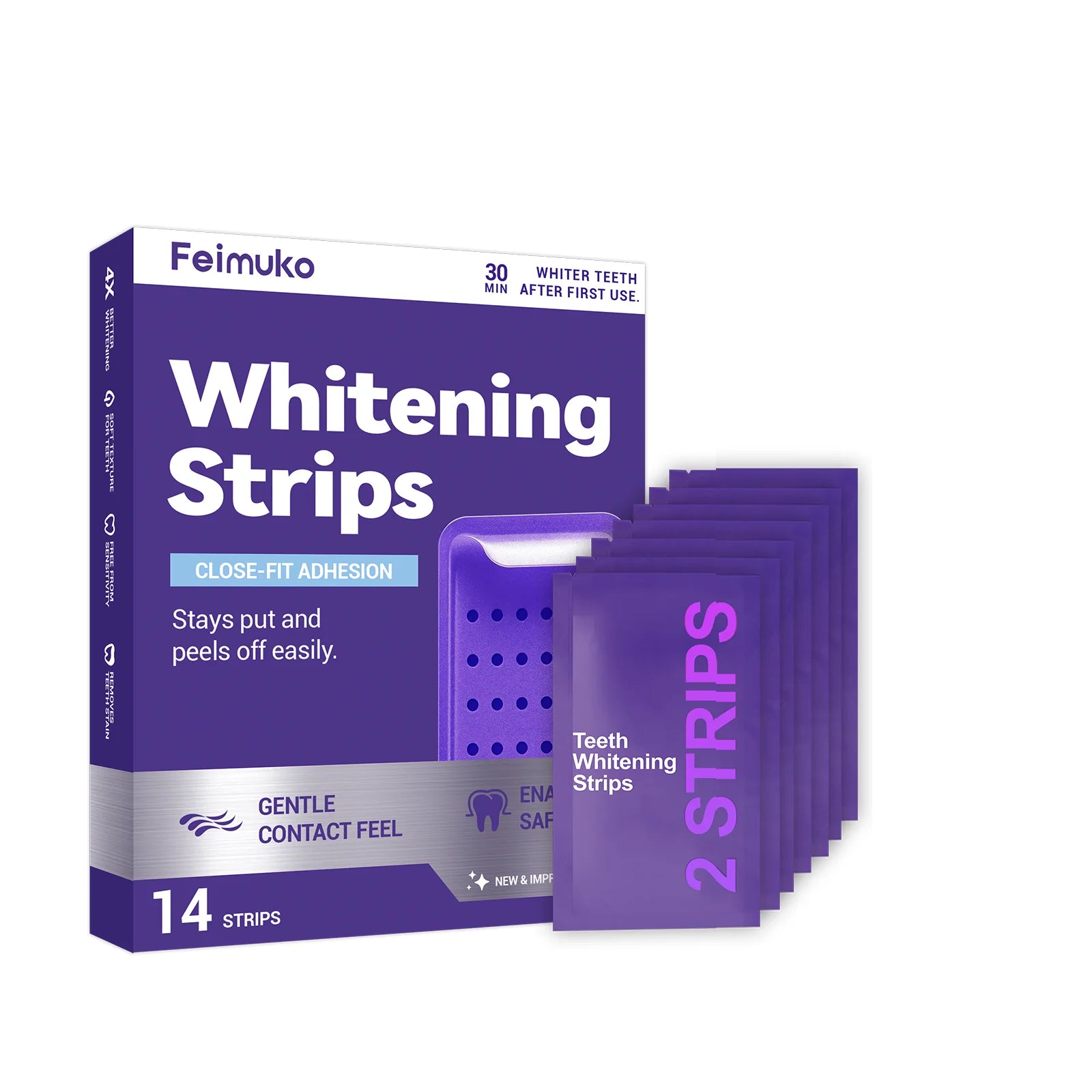 Natural Purple Teeth Whitening Strips Sensitive Teeth No Sensitivity PAP Formula