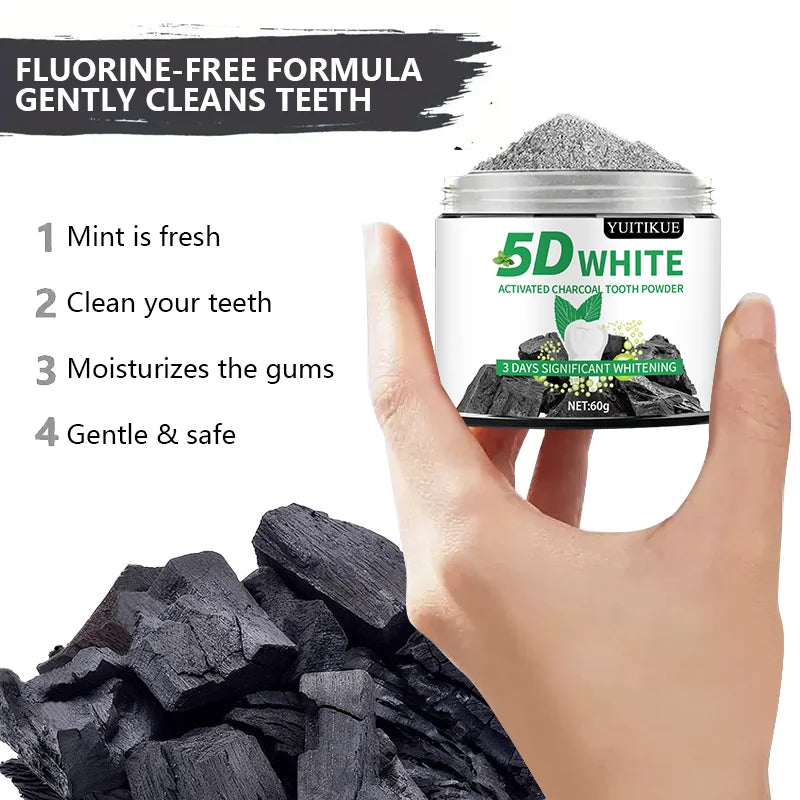 Activated Charcoal Teeth Whitening Powder Natural Deep Clean Coffee Stain Remover